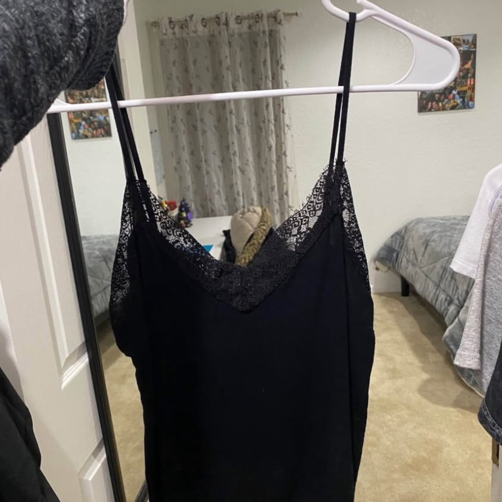 Elegant Black Lace Trim Cami Top